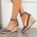 Sohiwoo woman formal Platform Espadrille Wedge Sandals Ankle Strap Buckle Pumps