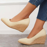 Sohiwoo woman formal Platform Espadrilles Wedge Sandals Closed Toe Slip on Pumps