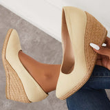 Sohiwoo woman formal Platform Espadrilles Wedge Sandals Closed Toe Slip on Pumps