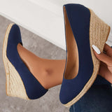 Sohiwoo woman formal Platform Espadrilles Wedge Sandals Closed Toe Slip on Pumps