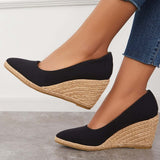 Sohiwoo woman formal Platform Espadrilles Wedge Sandals Closed Toe Slip on Pumps