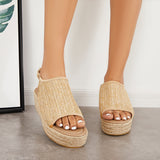 Sohiwoo Peep Toe Platform Espadrille Wedges Ankle Strap Sandals