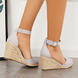 Sohiwoo woman formal Platform Espadrille Wedge Sandals Ankle Strap Buckle Pumps