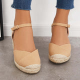 Sohiwoo Women Closed Toe Espadrilles Wedge Ankle Strap Sandals