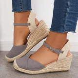 Sohiwoo Women Closed Toe Espadrilles Wedge Ankle Strap Sandals