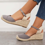 Sohiwoo Women Closed Toe Espadrilles Wedge Ankle Strap Sandals