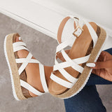 Sohiwoo  Women Criss Cross Espadrilles Platform Wedges Ankle Strap Sandals