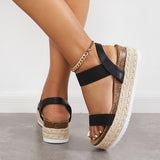 Sohiwoo Women Open Toe Espadrille Platform Sandals Cork Elastic Strap Sandals