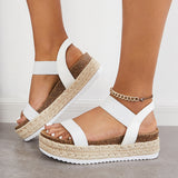 Sohiwoo Women Open Toe Espadrille Platform Sandals Cork Elastic Strap Sandals