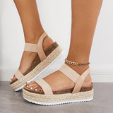 Sohiwoo  Women's Summer Casual Platform Sandals Cork Elastic Strap Sandals