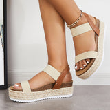 Sohiwoo  Women's Summer Casual Platform Sandals Cork Elastic Strap Sandals