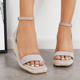 Sohiwoo  Imilybela Square Toe Espadrille Platform Wedges Ankle Strap Sandals