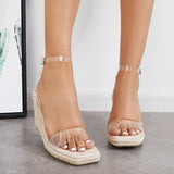 Sohiwoo  Imilybela Square Toe Espadrille Platform Wedges Ankle Strap Sandals