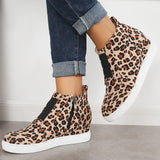 Sohiwoo  sneaker Casual Platform Hidden Wedge Sneakers High Top Ankle Booties