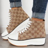 Sohiwoo  sneaker Casual Brown Platform High Top Canvas Sneakers