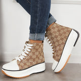 Sohiwoo  sneaker Casual Brown Platform High Top Canvas Sneakers