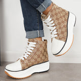 Sohiwoo  sneaker Casual Brown Platform High Top Canvas Sneakers