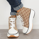 Sohiwoo  sneaker Casual Brown Platform High Top Canvas Sneakers