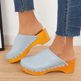 Sohiwoo Women Women Casual Heeled Mules Closed Toe Slip-on Slide Sandals