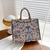 Sohiwoo Vintage Tote Bag All Over Floral Pattern Satchel Abg Casual Large Capacity Shoulder Bag