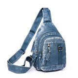 Sohiwoo Minimalist Retro Sling Bag Solid Color Soft Chest Bag Multifunctional Zipper Chest Bag