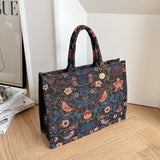 Sohiwoo Vintage Tote Bag All Over Floral Pattern Satchel Abg Casual Large Capacity Shoulder Bag