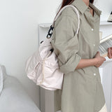 Sohiwoo Casual Large Capacity Bucket Bag Solid Color Drawstring Crossbody Bag All-Match Shoulder Bag