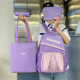 Sohiwoo 4Pcs Kawaii Backpack Set Preppy Style School Bag With Tote Bag & Crossbody Bag & Pencil Case