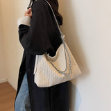 Sohiwoo Vintage Solid Color Hobo Shoulder Bag All-Match Crossbody Bag Large Capacity Hand Bag