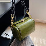 Sohiwoo Vintage Solid Color Crossbody Bag Gothic Style Chain Shoulder Bag Handbag For Work