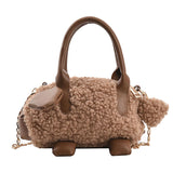 Sohiwoo Cartoon Faux Lamb Wool Crossbody Bag Sheep Shape Plush Shoulder Bag Cute Coin Purse