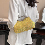 Sohiwoo Sequin Decor Evening Bag Glitter Luxury Fame Bag With Kiss Lock Elegant Shiny Handbag & Purse