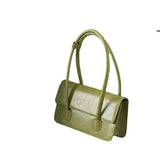 Sohiwoo Versatile Faux Leather Underarm Bag Solid Color Shoulder Bag Flap Trendy Handbag