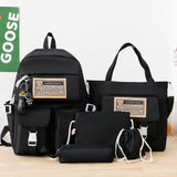 Sohiwoo 5Pcs Kawaii Backpack Set Preppy Style School Bag With Tote Bag & Crossbody Bag & Pencil Case & Drawstring Purse