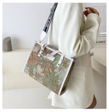 Sohiwoo Flower Printed Large Capacity Tote Bag All Over Floral Pattern Satchel Bag Casual Practical Commuter Bag