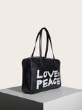 Sohiwoo Large Capacity Letter Printed Boston Bag Preppy Shouder Bag Trendy Portable Bag For Travel