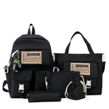 Sohiwoo 5Pcs Kawaii Backpack Set Preppy Style School Bag With Tote Bag & Crossbody Bag & Pencil Case & Drawstring Purse