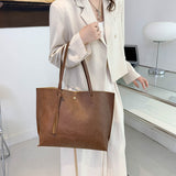 Sohiwoo Solid Color Large Capacity Shoulder Bag Soft Tote Bag Portable Handbag