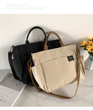 Sohiwoo Large Capacity Multi-Pocket Canvas Tote Bag Letter Patch Canvas Crossbody Bag Shoulder Bag