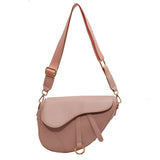 Sohiwoo Solid Color Crossbody Bag PU Leather Flap Shoulder Bag Simple Design Versatile Saddle Bag