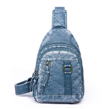 Sohiwoo Minimalist Retro Sling Bag Solid Color Soft Chest Bag Multifunctional Zipper Chest Bag