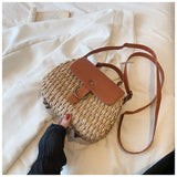 Sohiwoo Mini Straw Woven Crossbody Bag Holiday Beach Shoulder Bag Retro Handbag & Purse For Travel Vacation