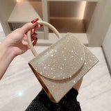 Sohiwoo Full Rhinestone Satchel Bag Shiny Flap Handbag Glitter Clutch Purse For Wedding Party Prom