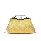 Sohiwoo Sequin Decor Evening Bag Glitter Luxury Fame Bag With Kiss Lock Elegant Shiny Handbag & Purse