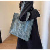 Sohiwoo Women Vegan Large Capacity Shoulder Bag Embroidery Letter All Match Hand Bag