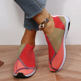 Sohiwoo  Women Casual Color-Block Fly-Knit Mesh Shoes