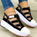 Sohiwoo  Women Casual Solid Color Platform Hollow Shoes