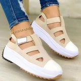 Sohiwoo  Women Casual Solid Color Platform Hollow Shoes