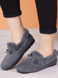 Sohiwoo  Women Men Casual Non-Slip Furry Lined Flat Shoes