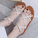 Sohiwoo Women Crisscross Strappy Flat Sandals Open Toe Ankle Strap Sandals